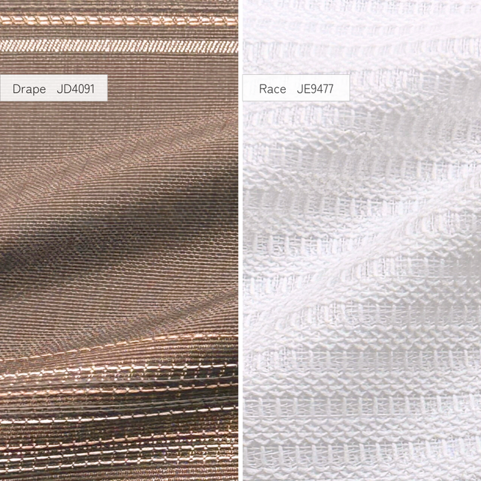 カーテンセット"Recipe(レシピ)"|#015 おめかしボーダー(DBR)(ドレープ&レース)|丈~140cm