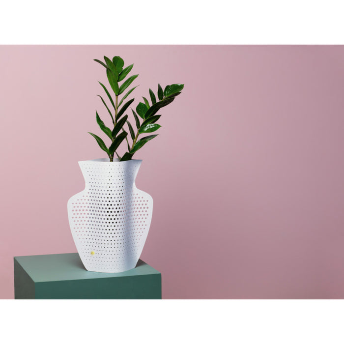 OCTAEVO|PAPER VASE CYANO (Perforated, White)