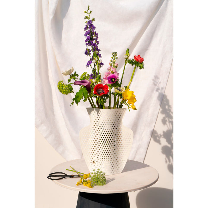 OCTAEVO|PAPER VASE CYANO (Perforated, White)