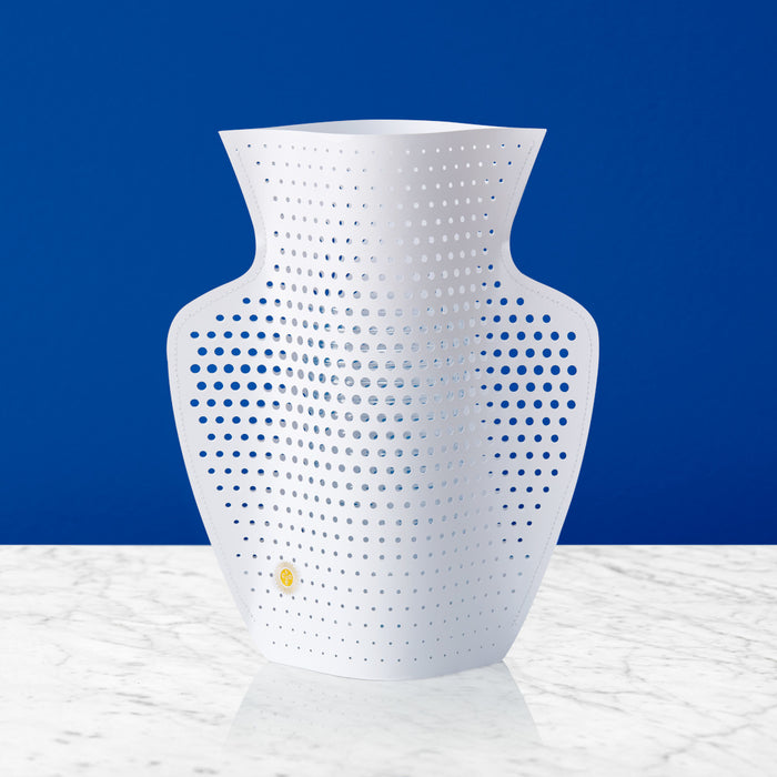 OCTAEVO|PAPER VASE CYANO (Perforated, White)