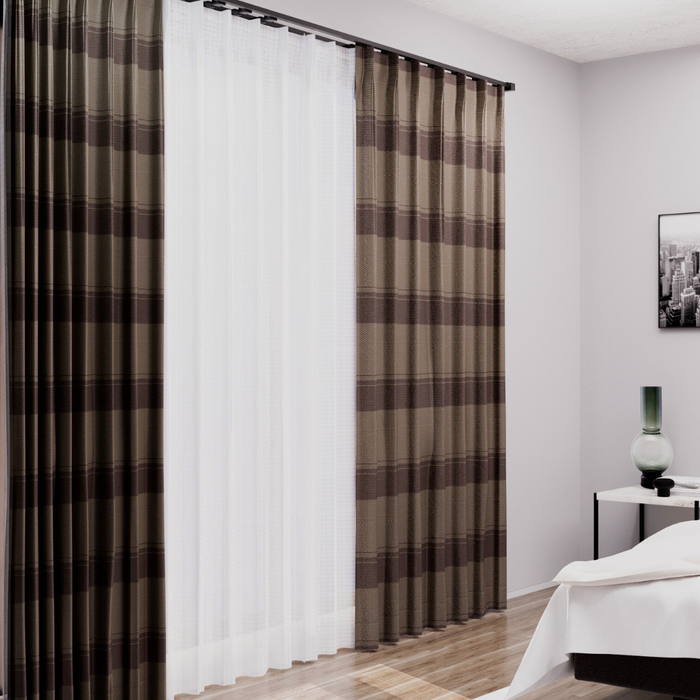 カーテンセット"Recipe（レシピ）"｜#006 ヨコシマなきぶん（ドレープ＆レース）｜丈～140cm