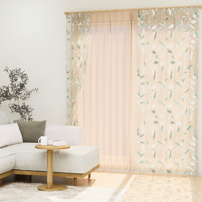 カーテンセット"Recipe（レシピ）"｜#049 目覚めのボタニカル（レース＆レース）